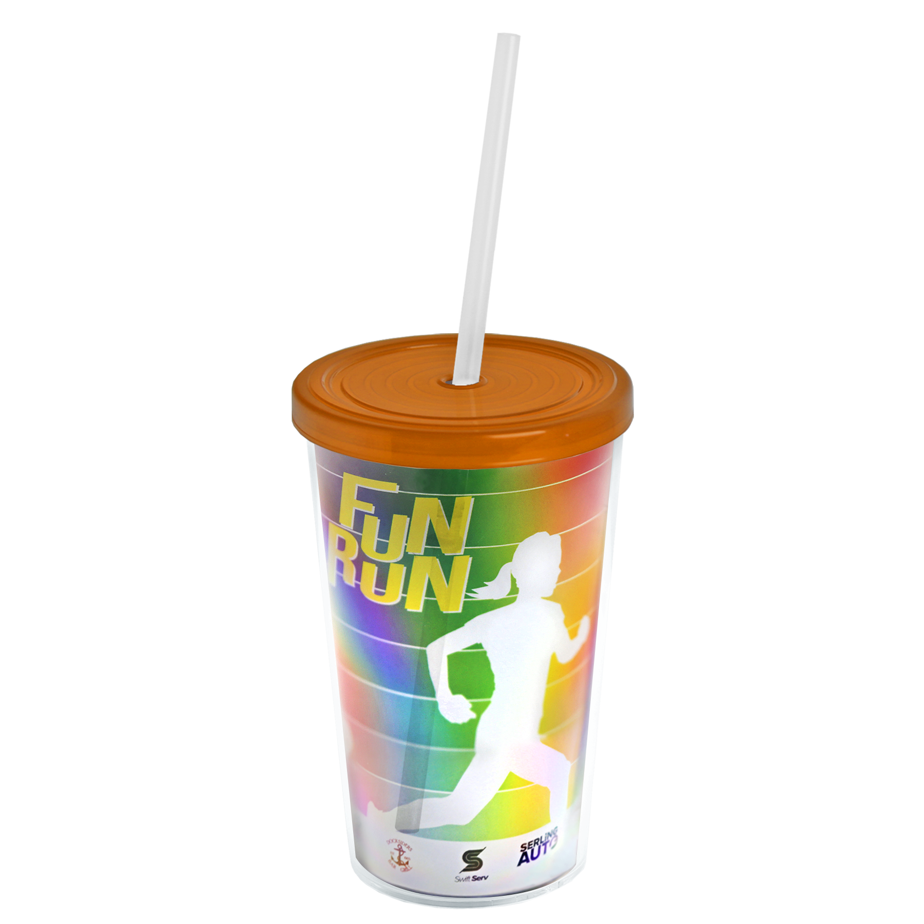 Transparent Tumbler with Straw Lid and Full-Color Paper Insert - 16 oz.